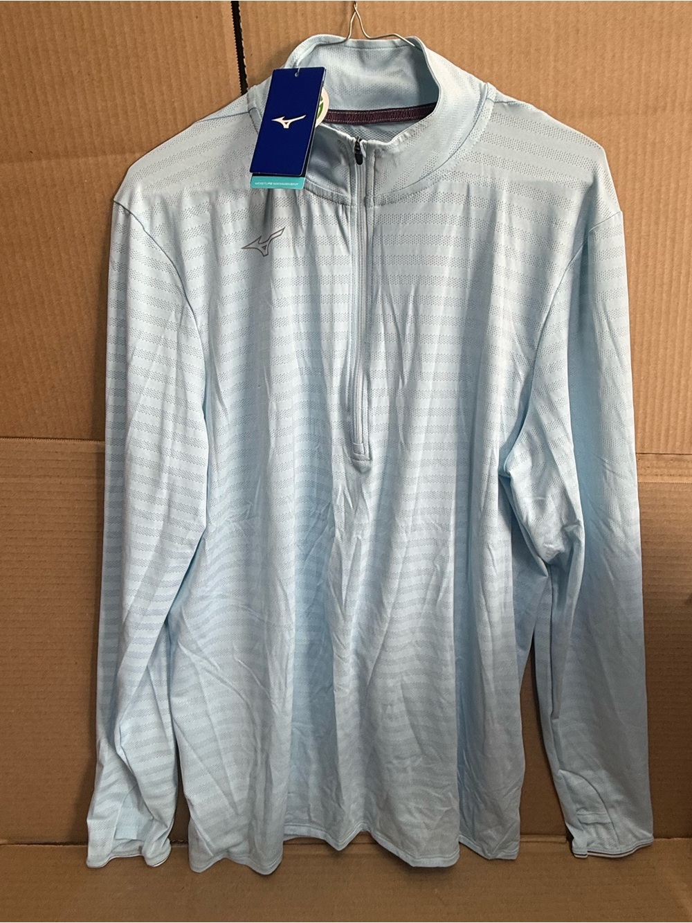 New Mizuno Light Blue Performance half Zip Top
